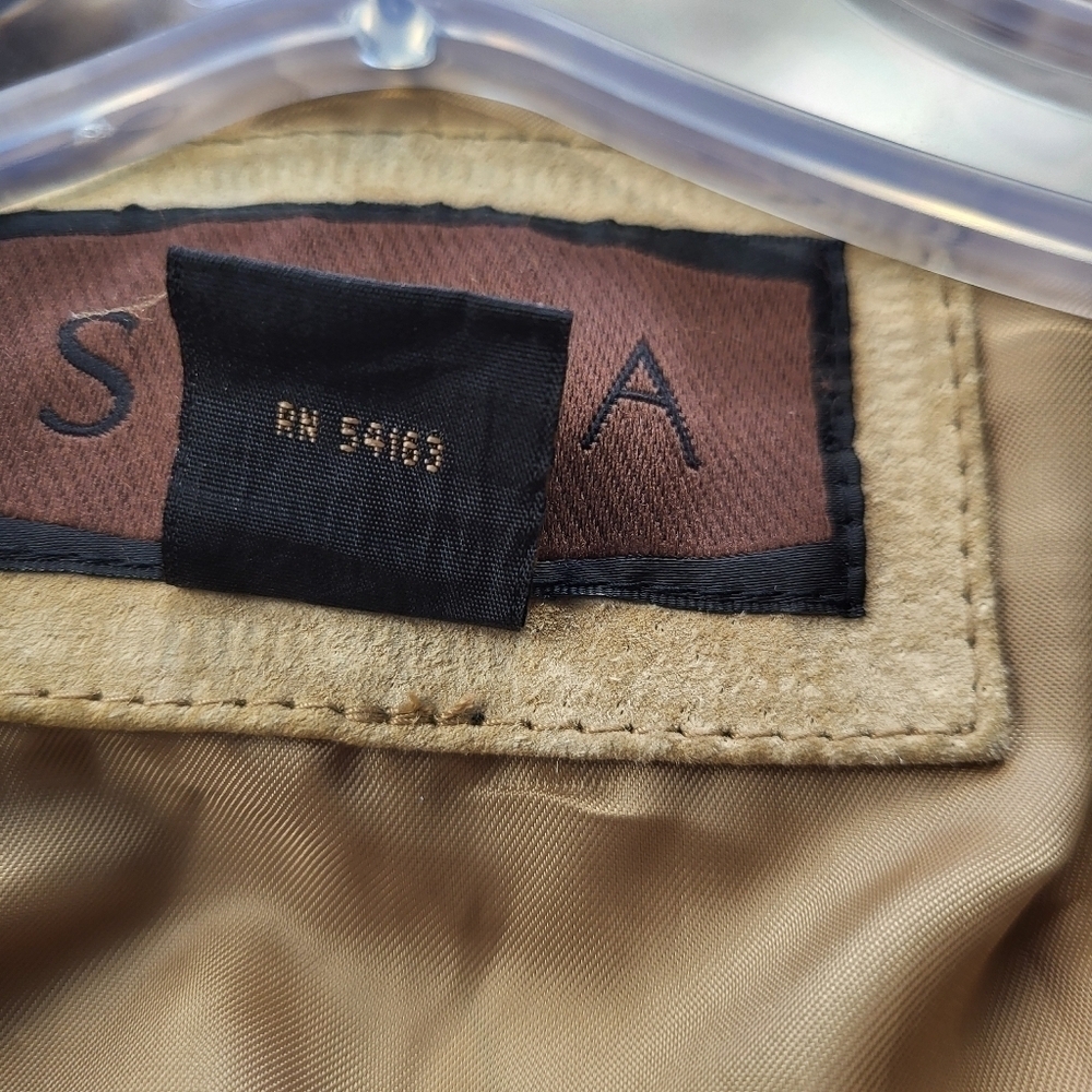 Siena Suede Leather Tan Biker Style Zip Up Jacket Women's Size XL - Picture 4 of 12